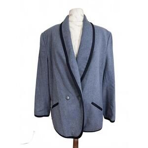 Misty Harbor Vintage Blazer Gray with Black Trim - Size 16